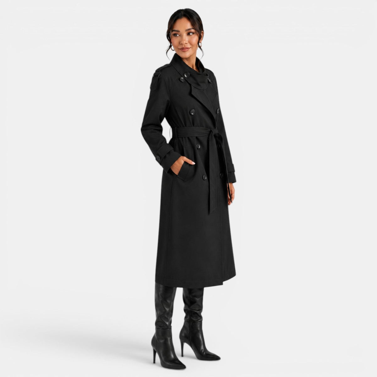 Gabardina elegante con cinturón para mujer