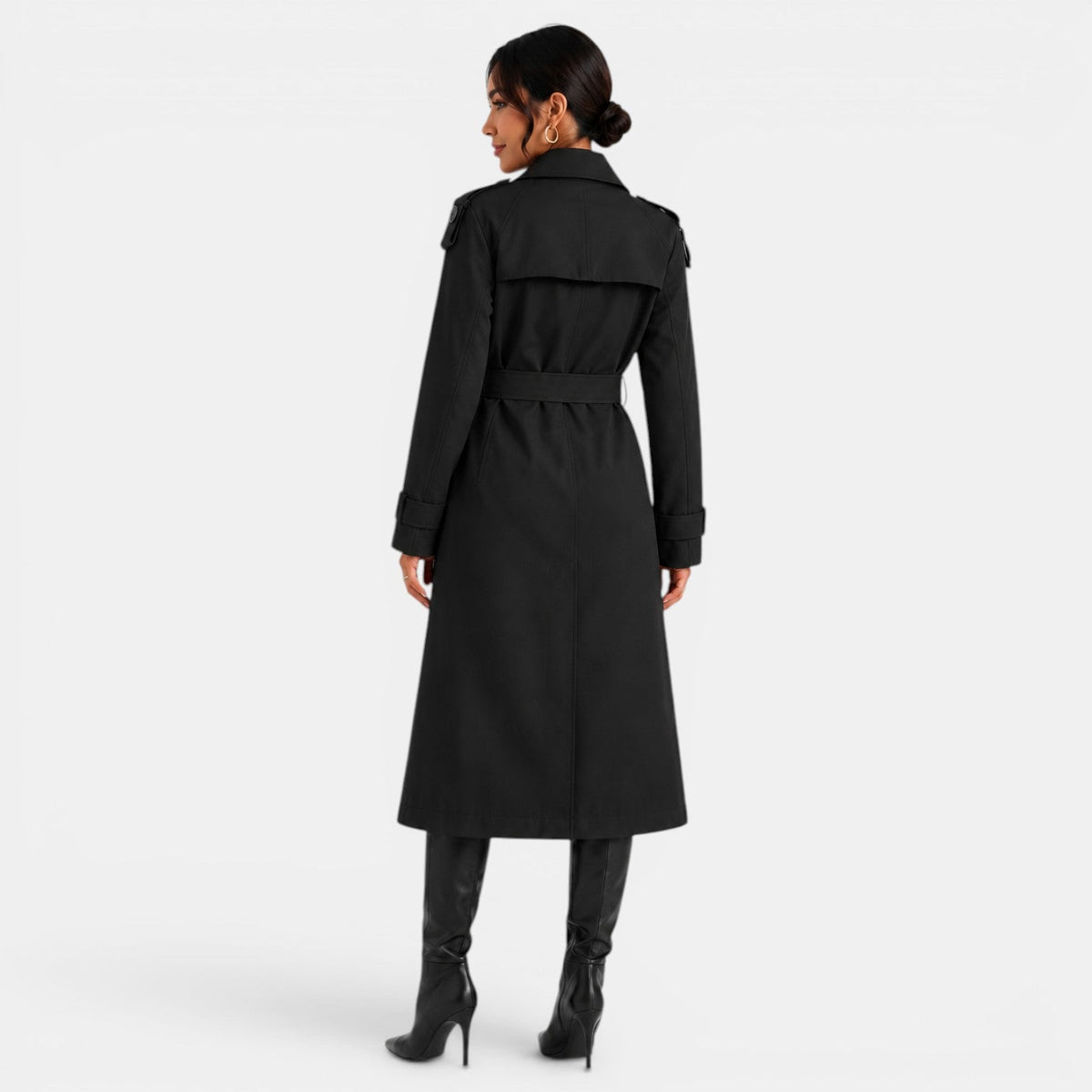 Gabardina elegante con cinturón para mujer