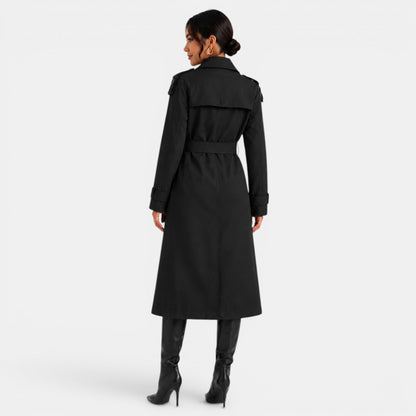 Gabardina elegante con cinturón para mujer