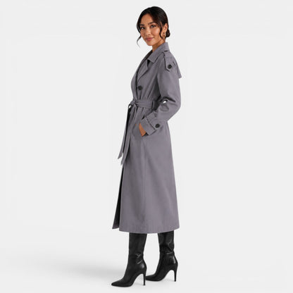 Gabardina elegante con cinturón para mujer
