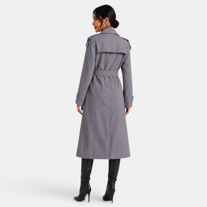 Gabardina elegante con cinturón para mujer