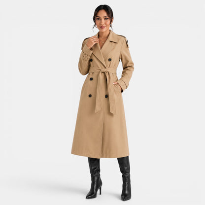 Gabardina elegante con cinturón para mujer