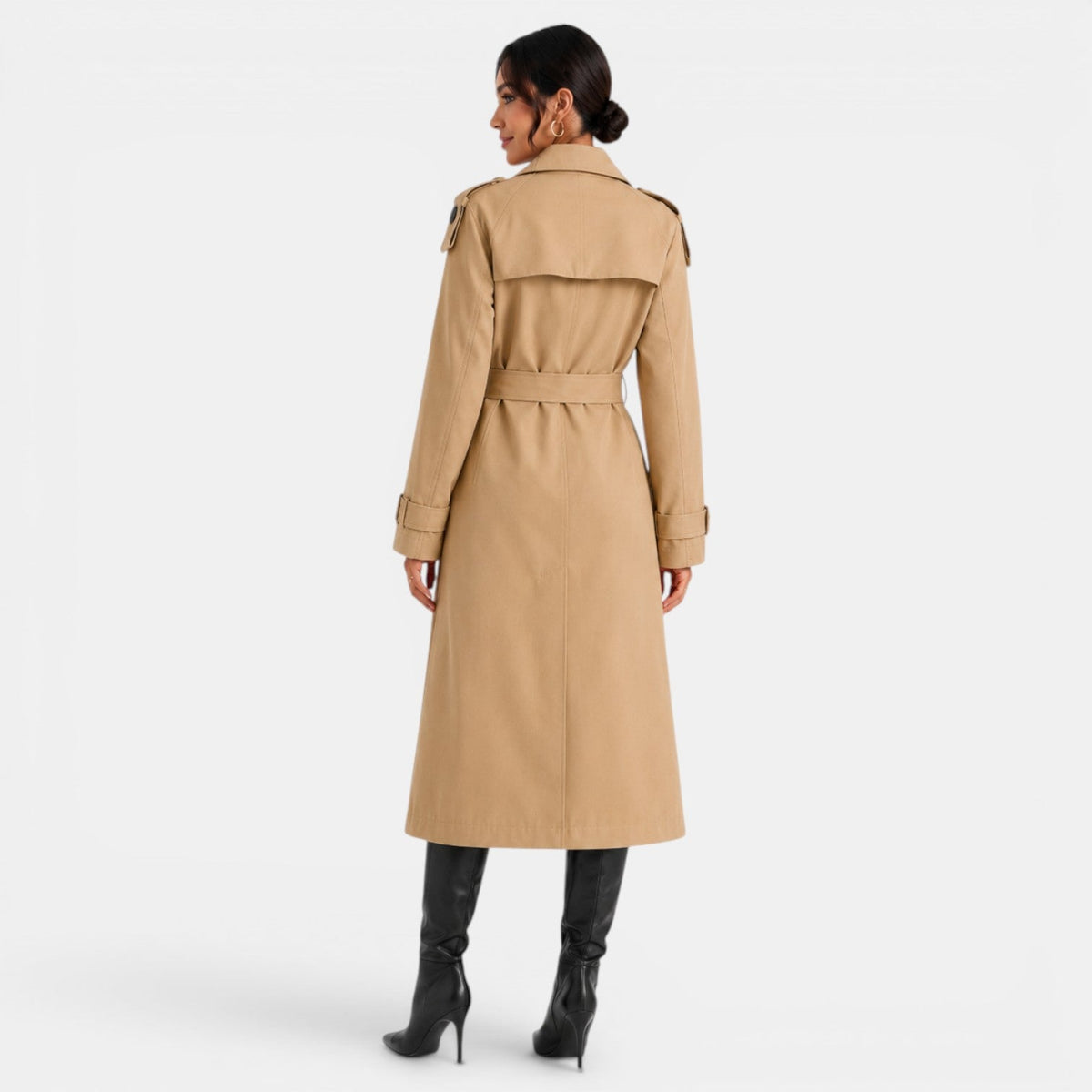 Gabardina elegante con cinturón para mujer