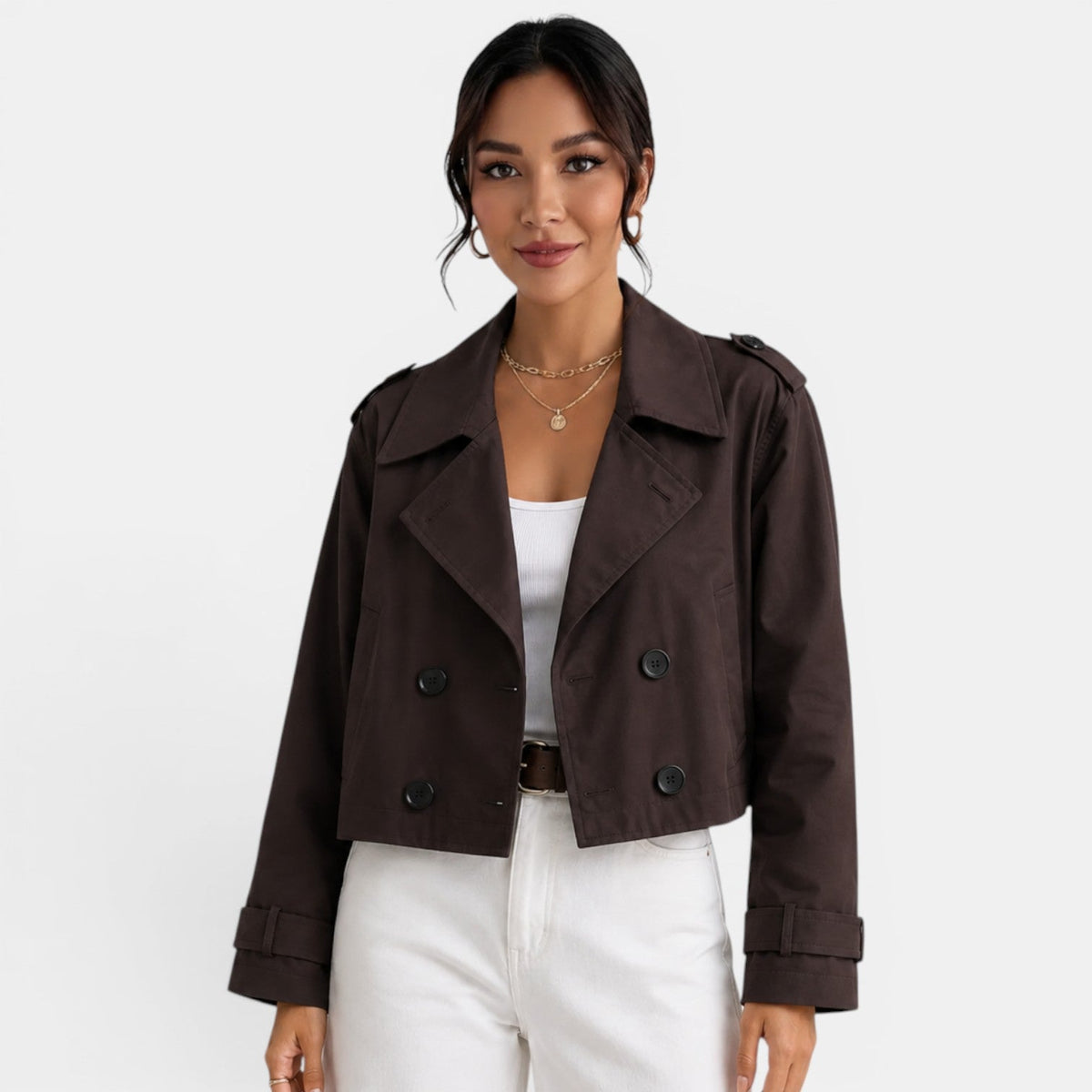 Gabardina corta para mujer