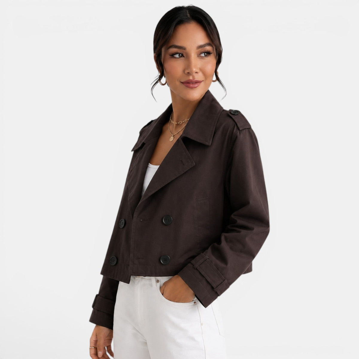 Gabardina corta para mujer