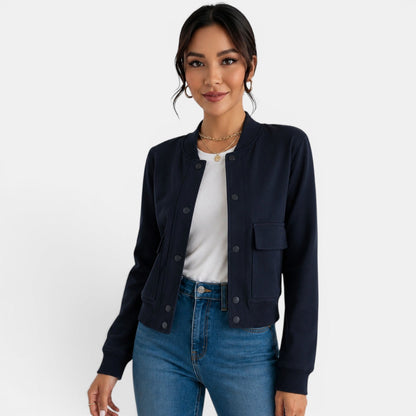 Chaqueta bomber ligera con botones para mujer