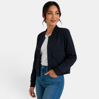 Chaqueta bomber ligera con botones para mujer