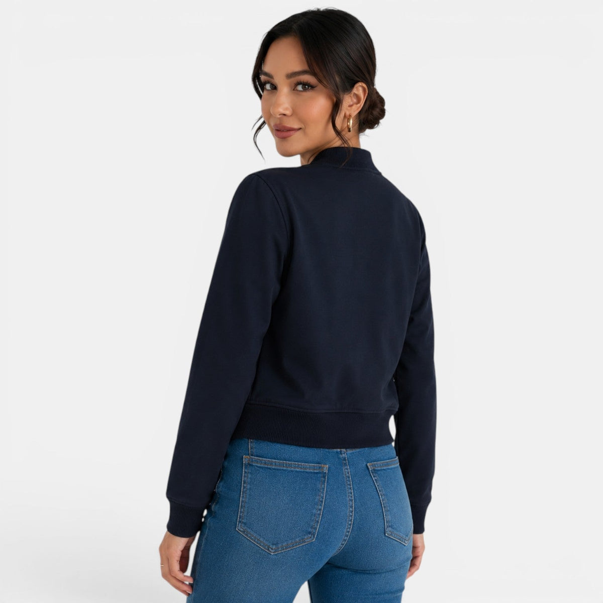 Chaqueta bomber ligera con botones para mujer