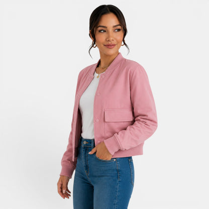 Chaqueta bomber ligera con botones para mujer
