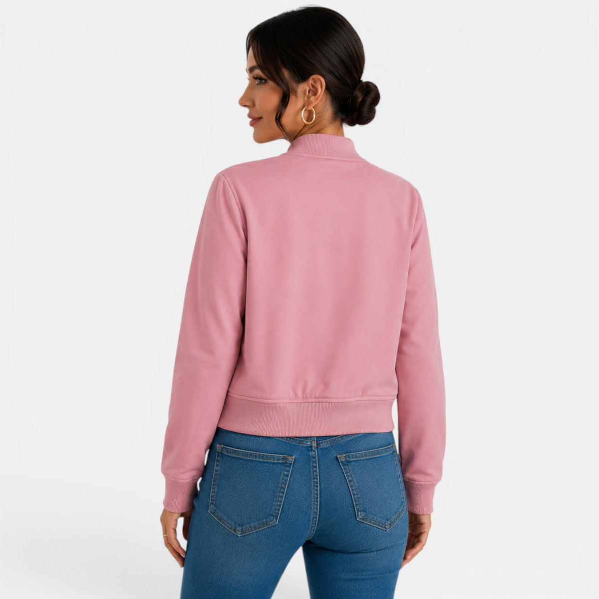 Chaqueta bomber ligera con botones para mujer