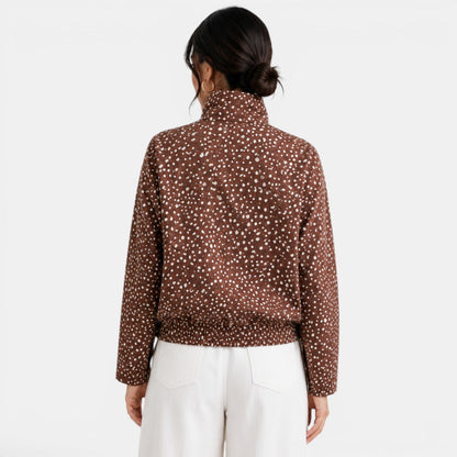 Chaqueta bomber para mujer con lunares marrones