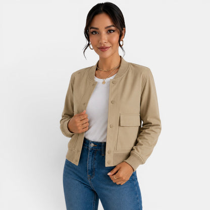 Chaqueta bomber ligera con botones para mujer