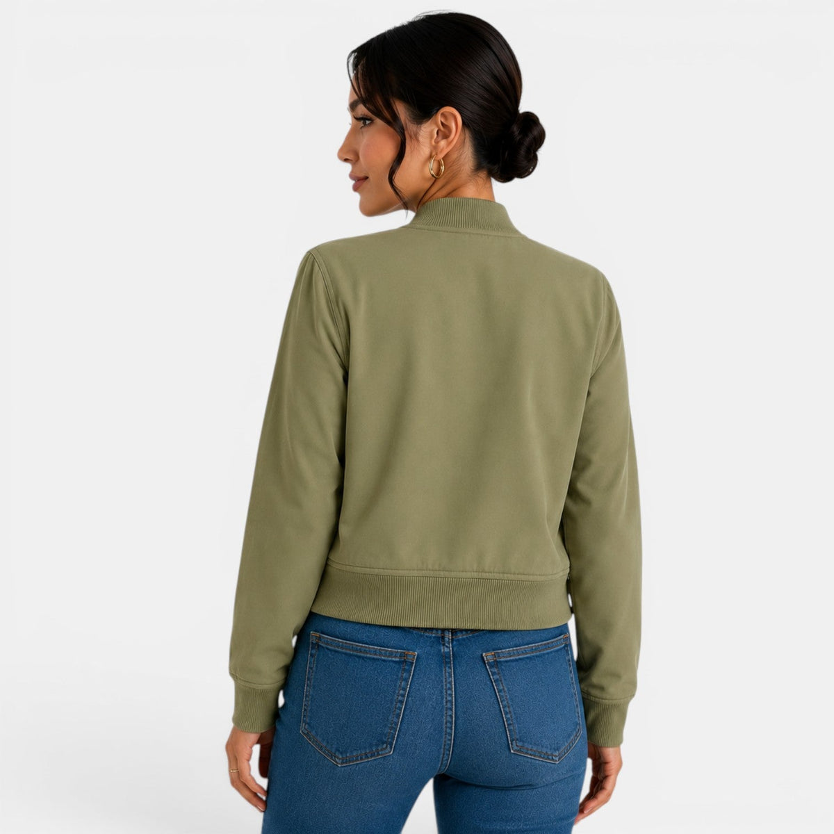 Chaqueta bomber ligera con botones para mujer