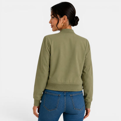 Chaqueta bomber ligera con botones para mujer