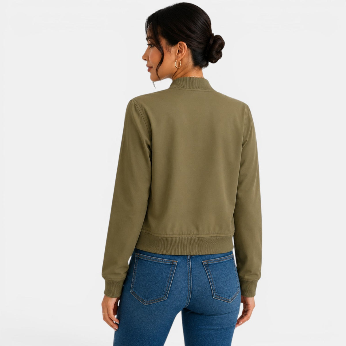 Chaqueta bomber ligera con botones para mujer