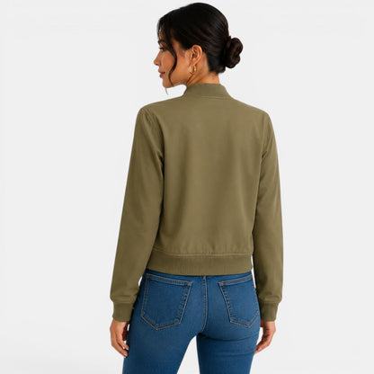 Chaqueta bomber ligera con botones para mujer
