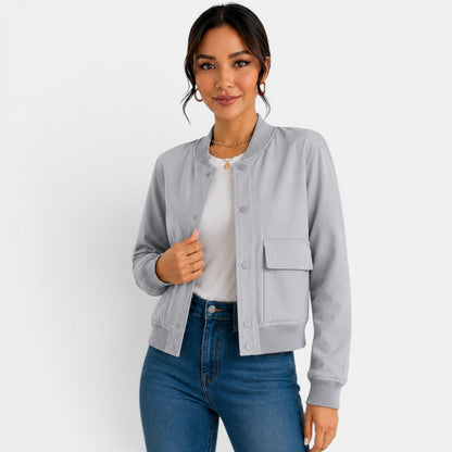 Chaqueta bomber ligera con botones para mujer