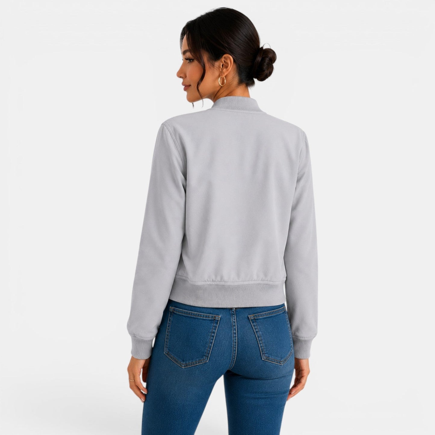 Chaqueta bomber ligera con botones para mujer