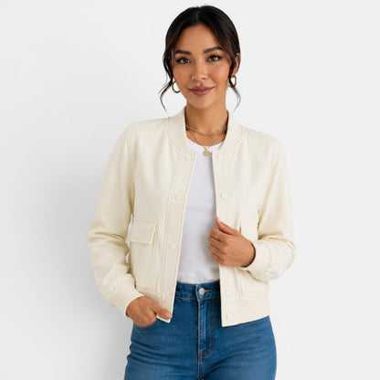 Chaqueta bomber ligera con botones para mujer