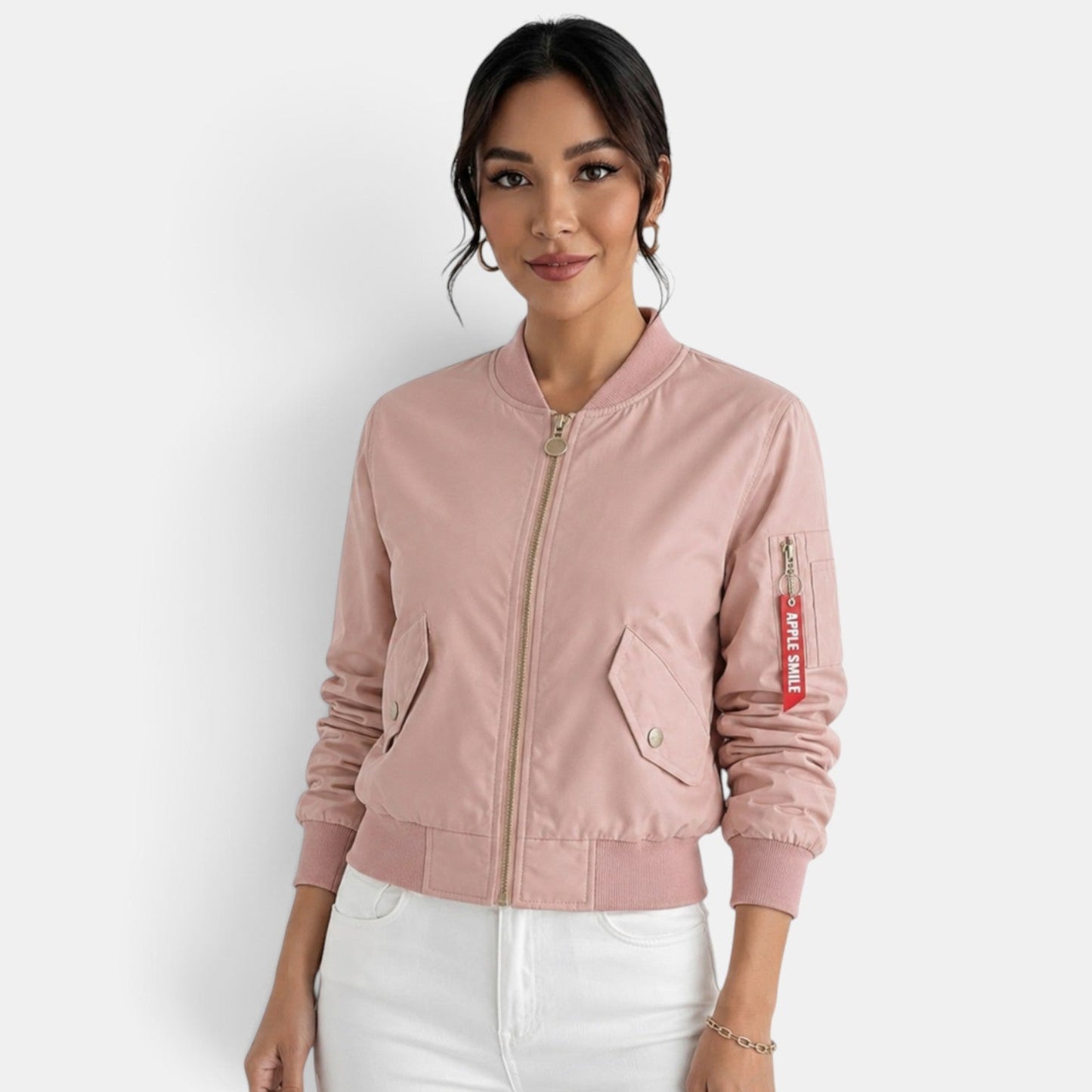 Chaqueta bomber ligera con cremallera para mujer