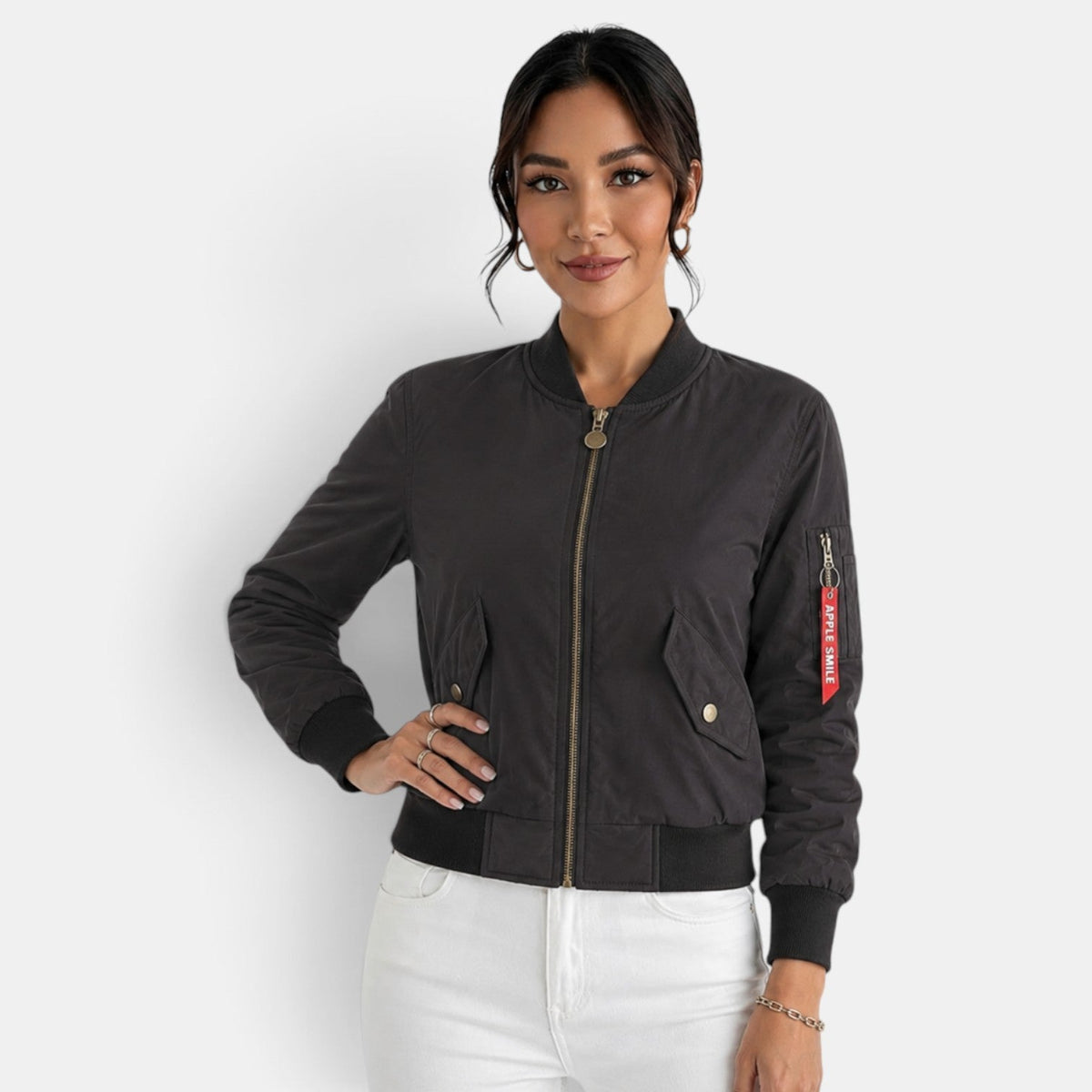 Chaqueta bomber ligera con cremallera para mujer
