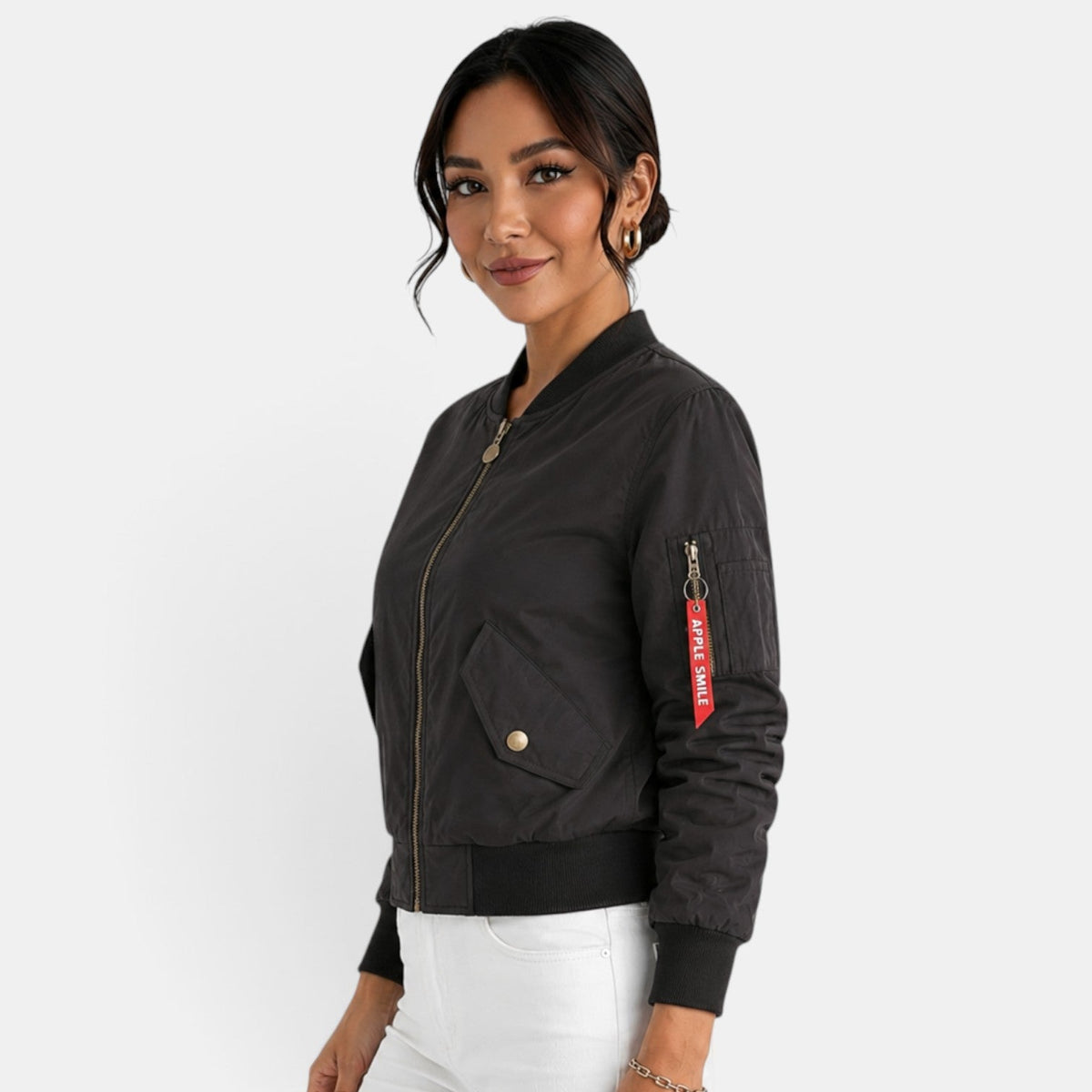 Chaqueta bomber ligera con cremallera para mujer