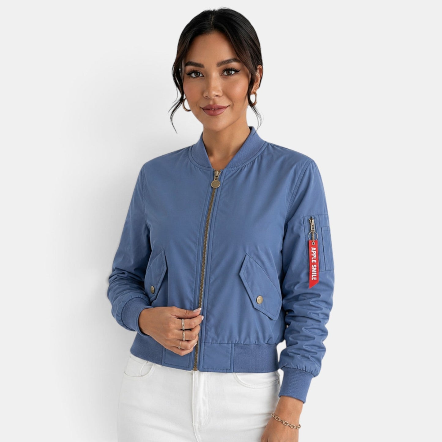 Chaqueta bomber ligera con cremallera para mujer