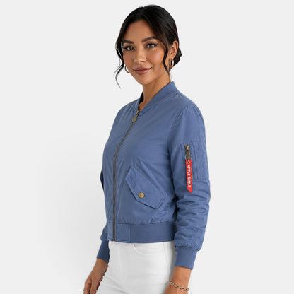 Chaqueta bomber ligera con cremallera para mujer