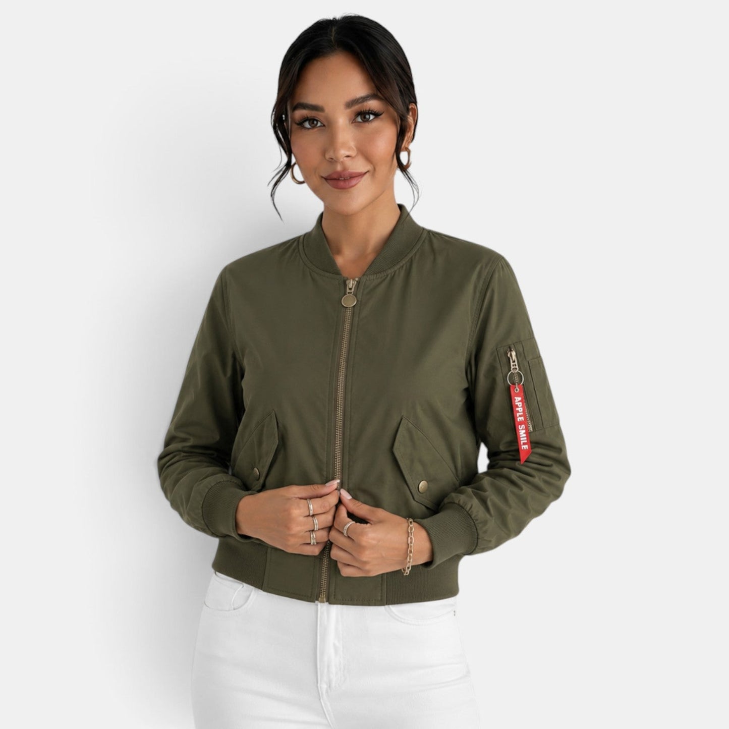 Chaqueta bomber ligera con cremallera para mujer