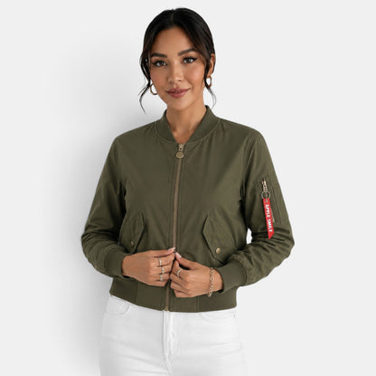 Chaqueta bomber ligera con cremallera para mujer