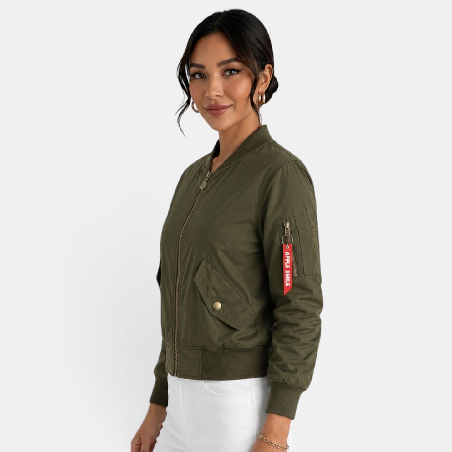 Chaqueta bomber ligera con cremallera para mujer