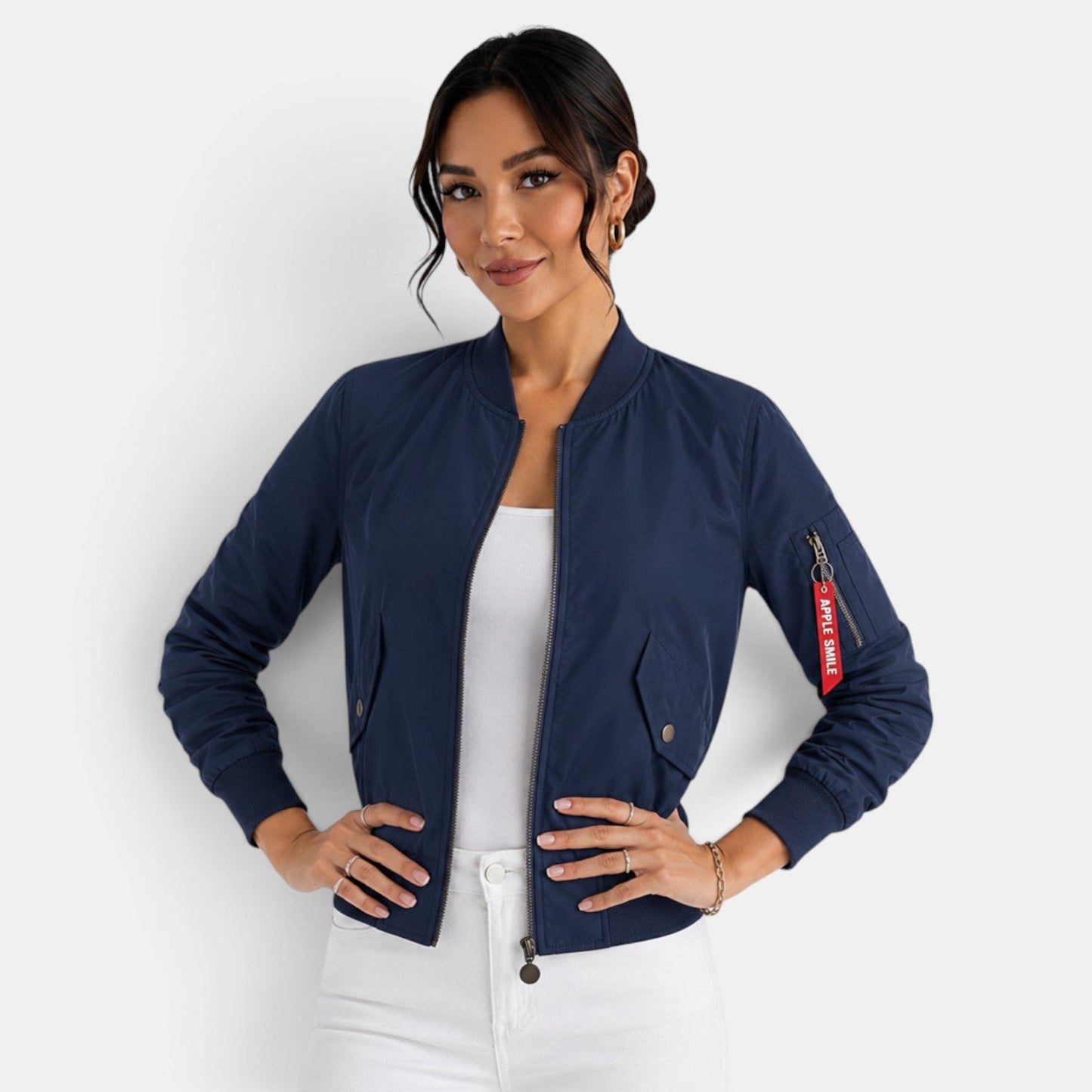 Chaqueta bomber ligera con cremallera para mujer