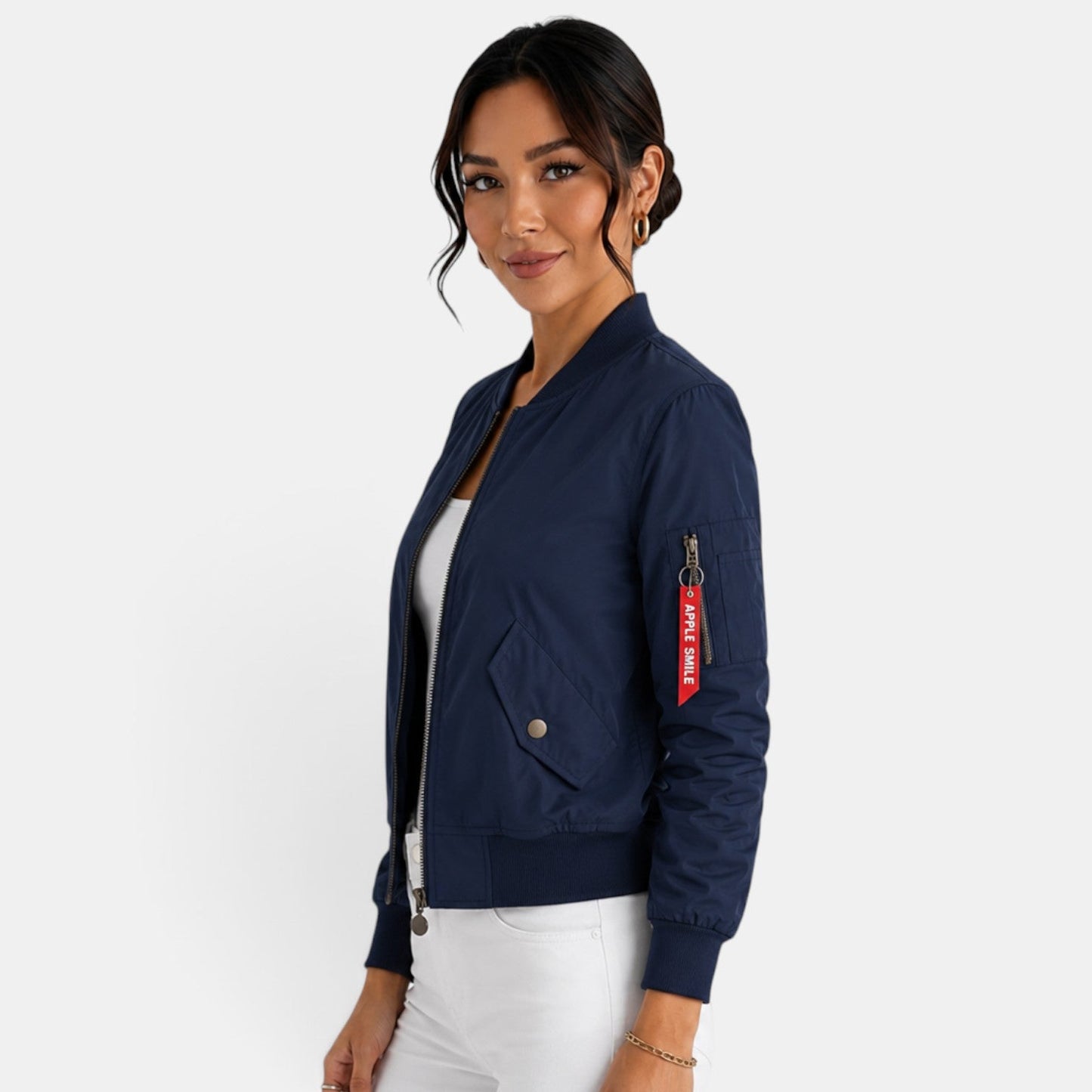 Chaqueta bomber ligera con cremallera para mujer