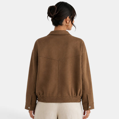 Chaqueta bomber de ante para mujer