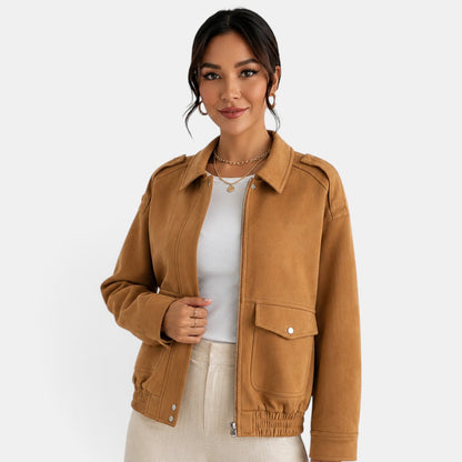 Chaqueta bomber de ante para mujer