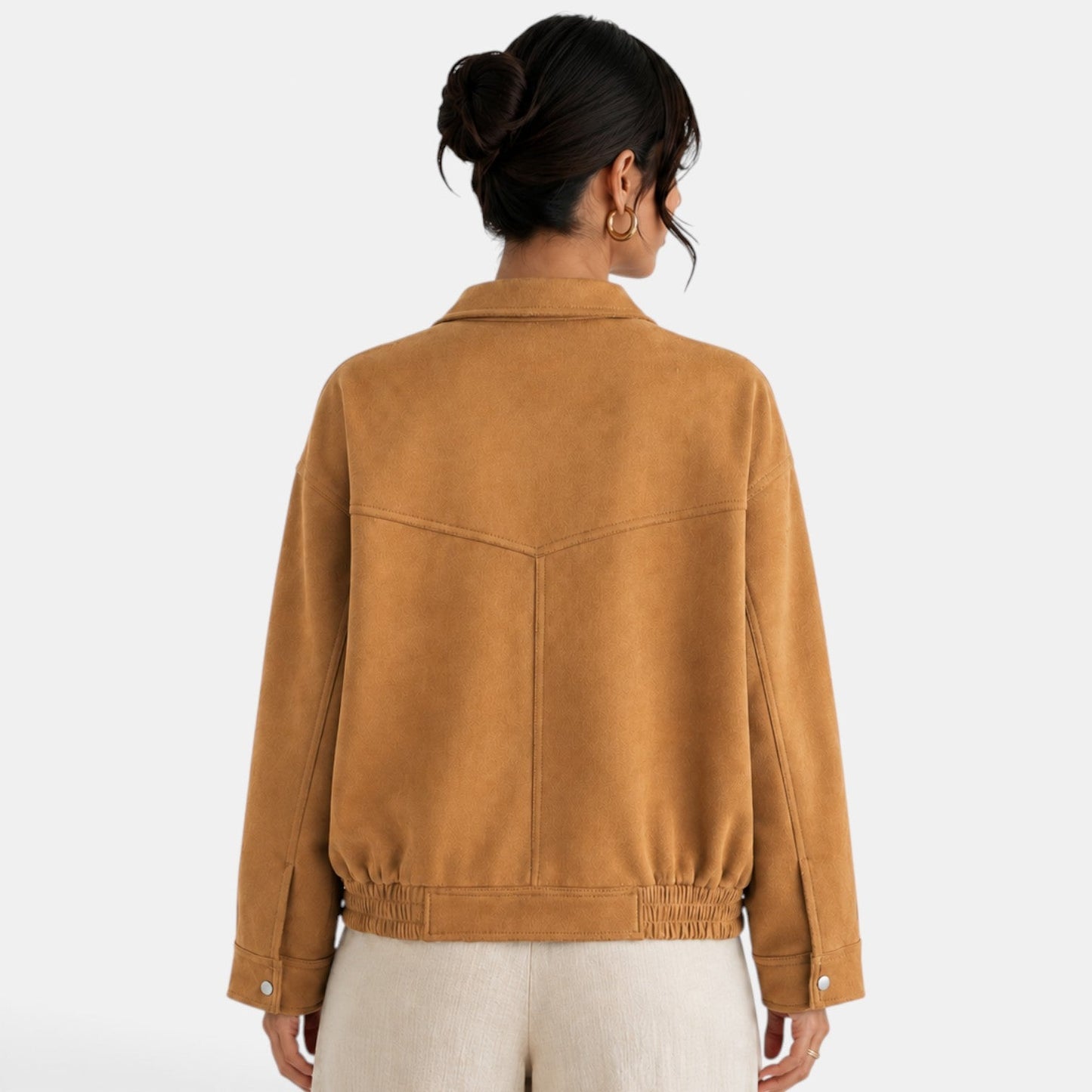 Chaqueta bomber de ante para mujer