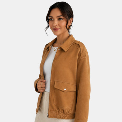 Chaqueta bomber de ante para mujer