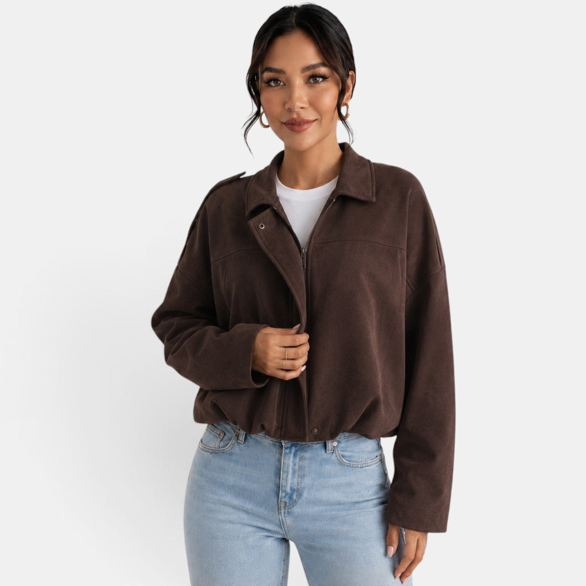 Chaqueta de gamuza para mujer de otoño
