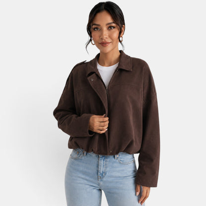 Chaqueta de gamuza para mujer de otoño