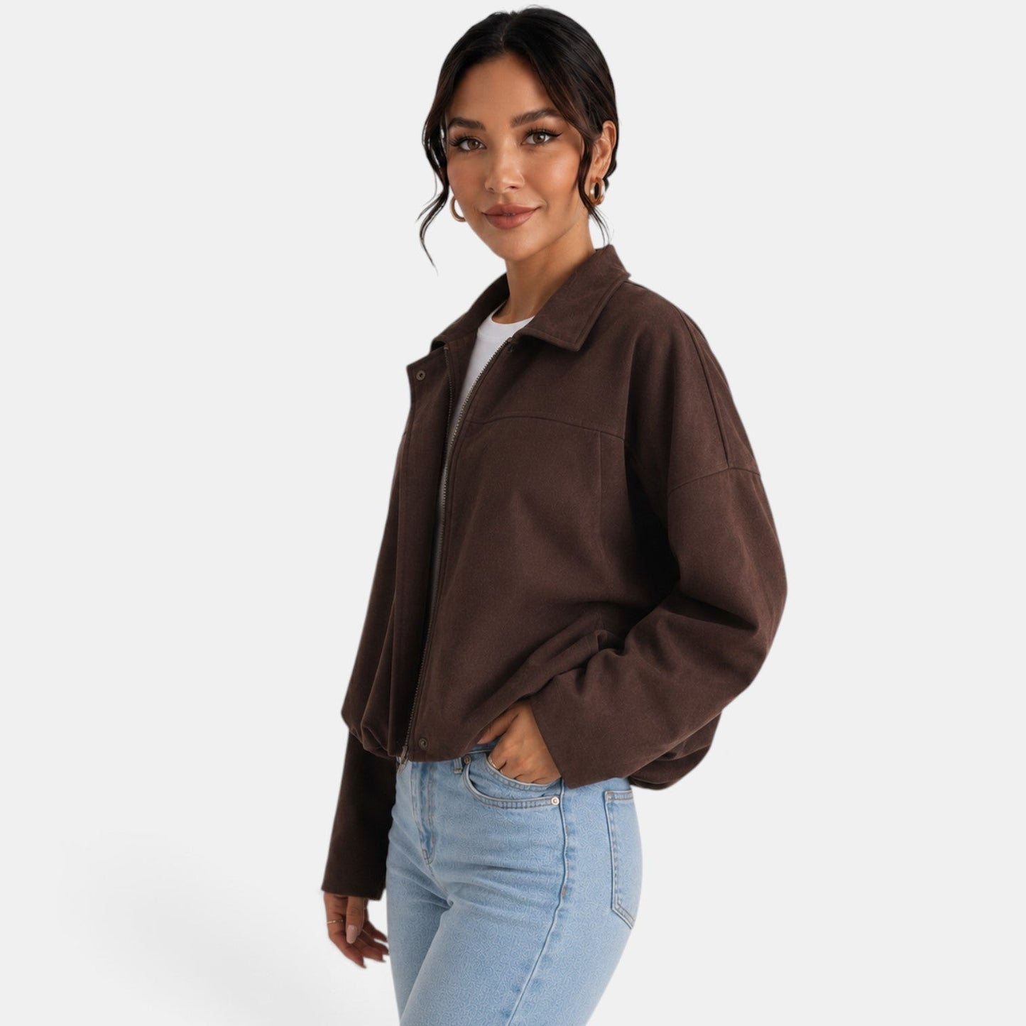 Chaqueta de gamuza para mujer de otoño