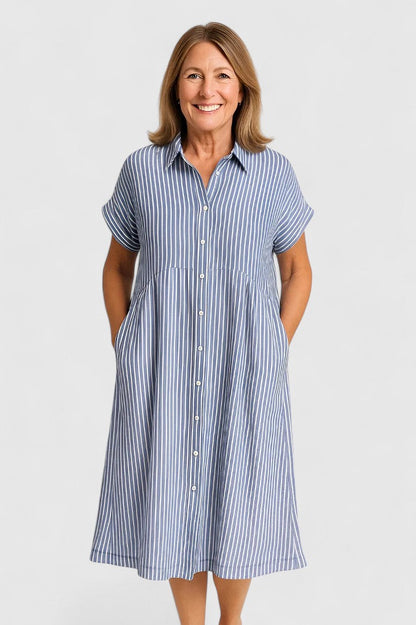 Vestido Camisero Mujer Rayas – Estilo Casual Cómodo y Elegante