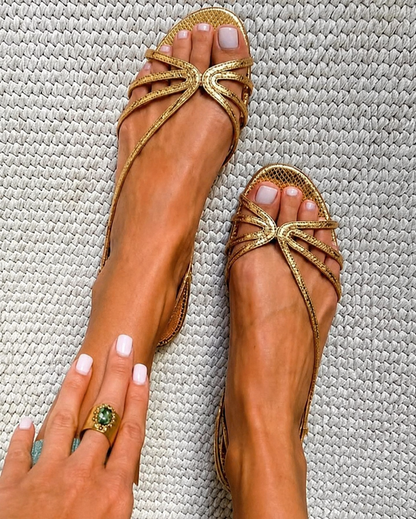 Camille™ | Sandalias Doradas, Elegancia Veraniega