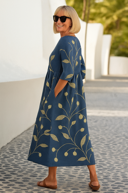 Vestido largo mujer con estampado floral elegante y fluido