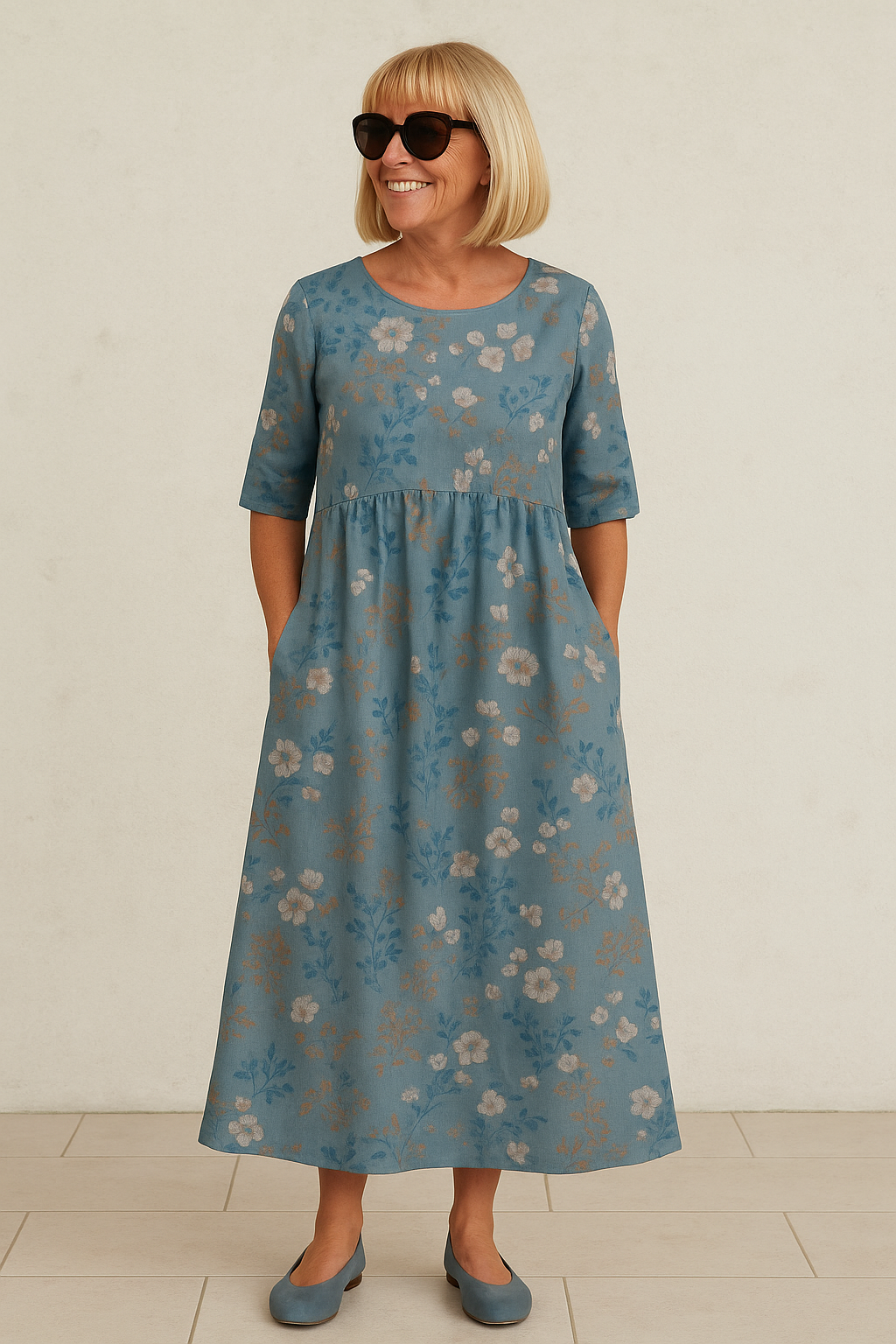 Vestido largo mujer con estampado floral elegante y fluido