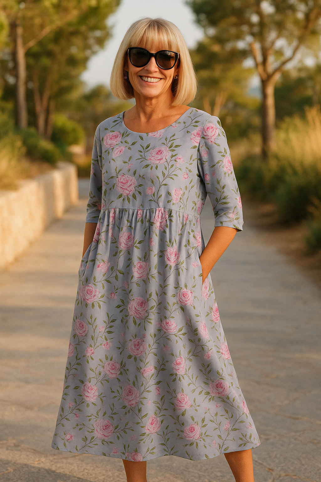 Vestido largo mujer con estampado floral elegante y fluido
