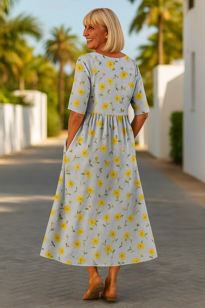 Vestido largo mujer con estampado floral elegante y fluido