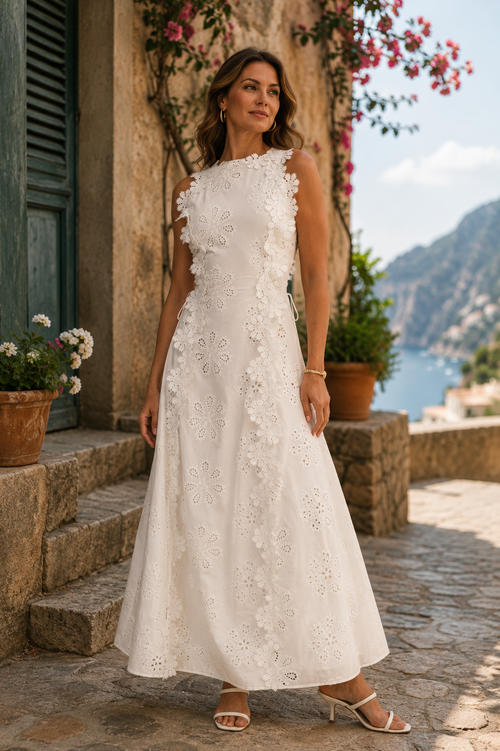 Della | Vestido Maxi Bordado Elegante