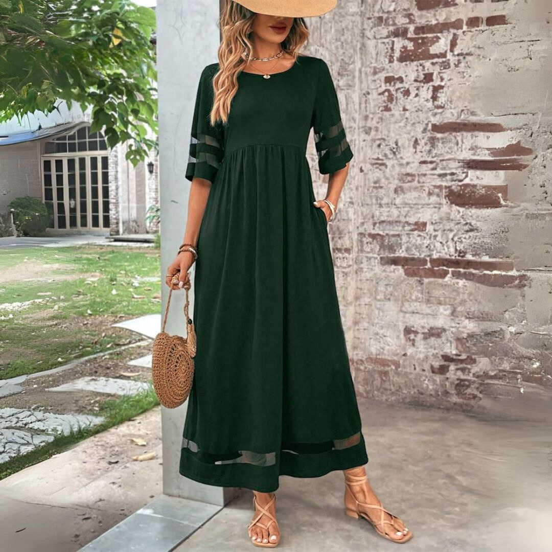 Zoraya | Vestido Maxi Elegante para Mujer con Mangas Cortas