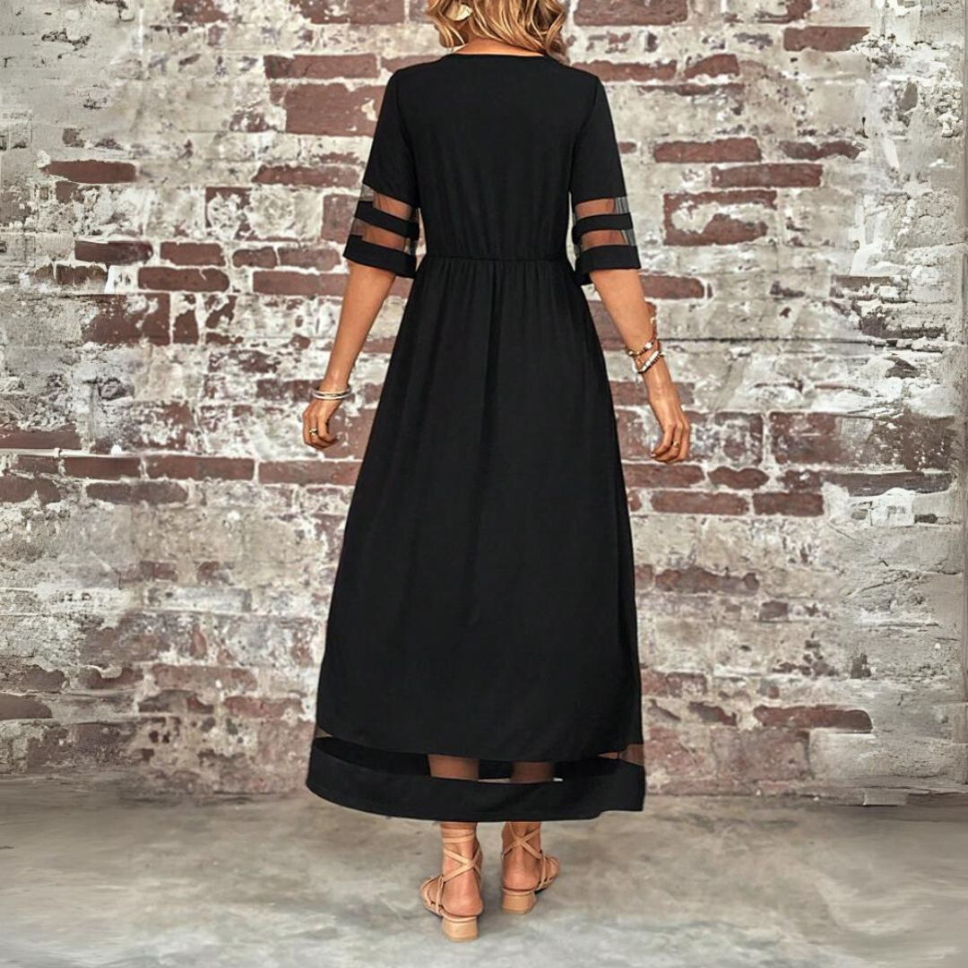 Zoraya | Vestido Maxi Elegante para Mujer con Mangas Cortas
