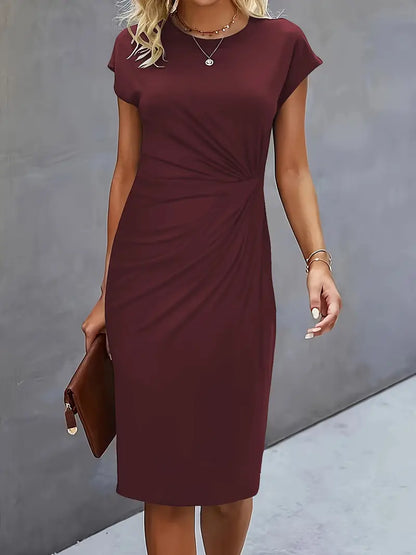 Kenia | Vestido Midi de Corte Entallado con Manga Corta para Mujer